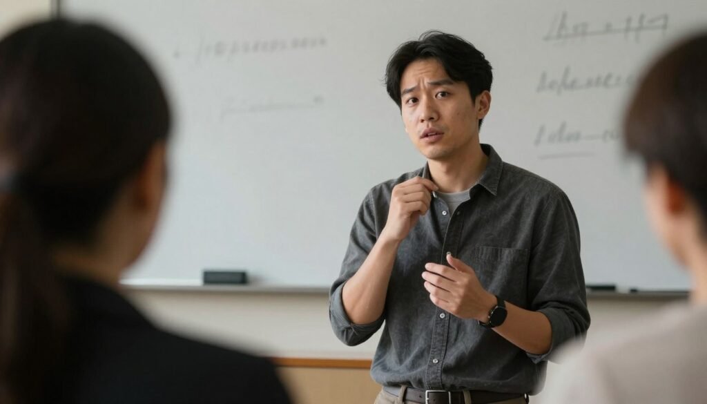 Person practicing proposal speech Person practicing proposal speech