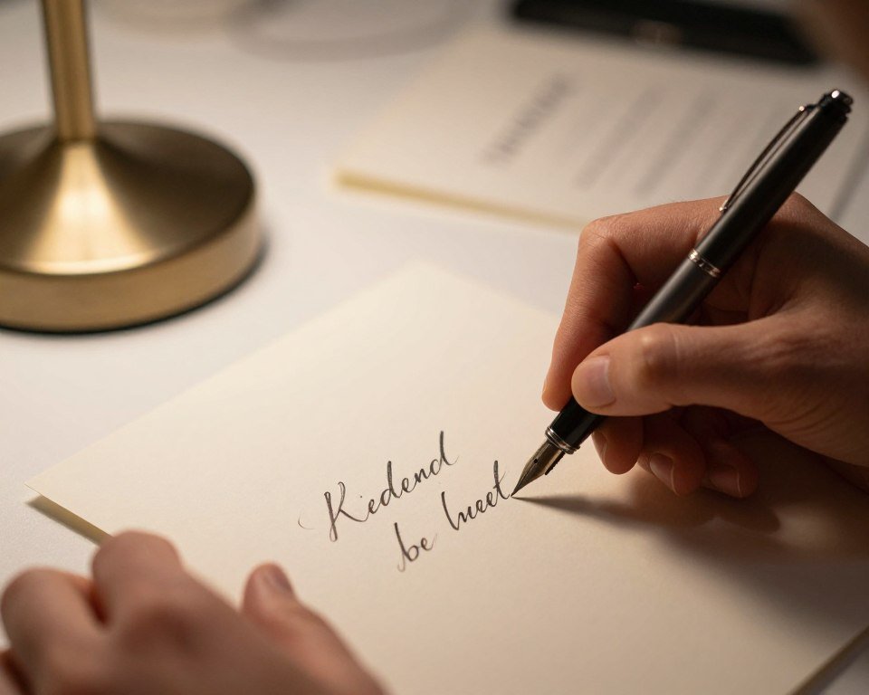 Person writing bridesmaid proposal message by hand