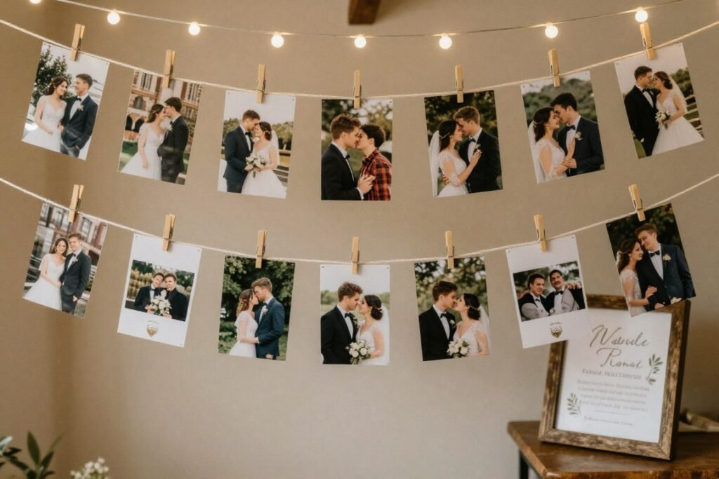 Personal photo display at wedding