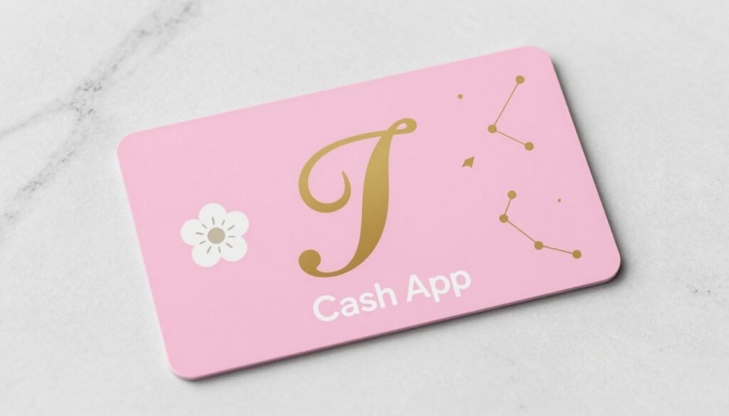 Personalized pink cashapp card with initials and custom elements