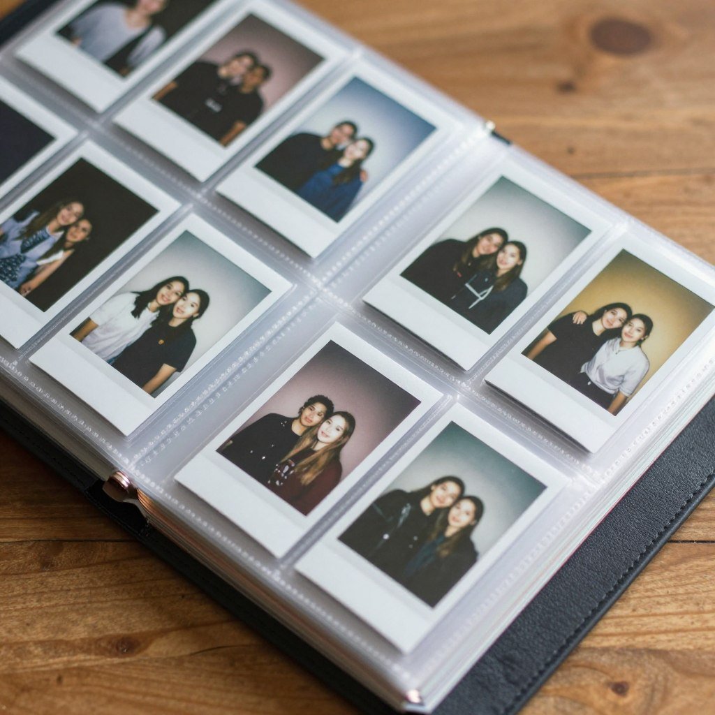 Photo album with polaroid picture slots Photo album with polaroid picture slots