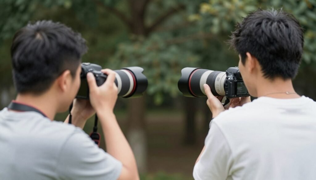 Photographer capturing a proposal from a discreet distance Photographer capturing a proposal from a discreet distance