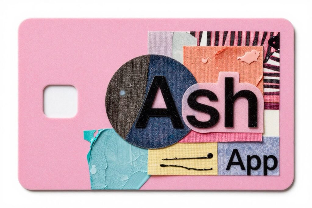 Pink cash app card with mixed media design elements