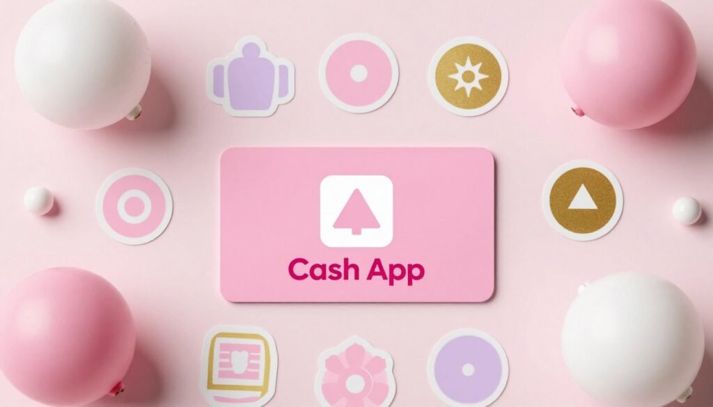 Pink cashapp card with coordinated color scheme accessories