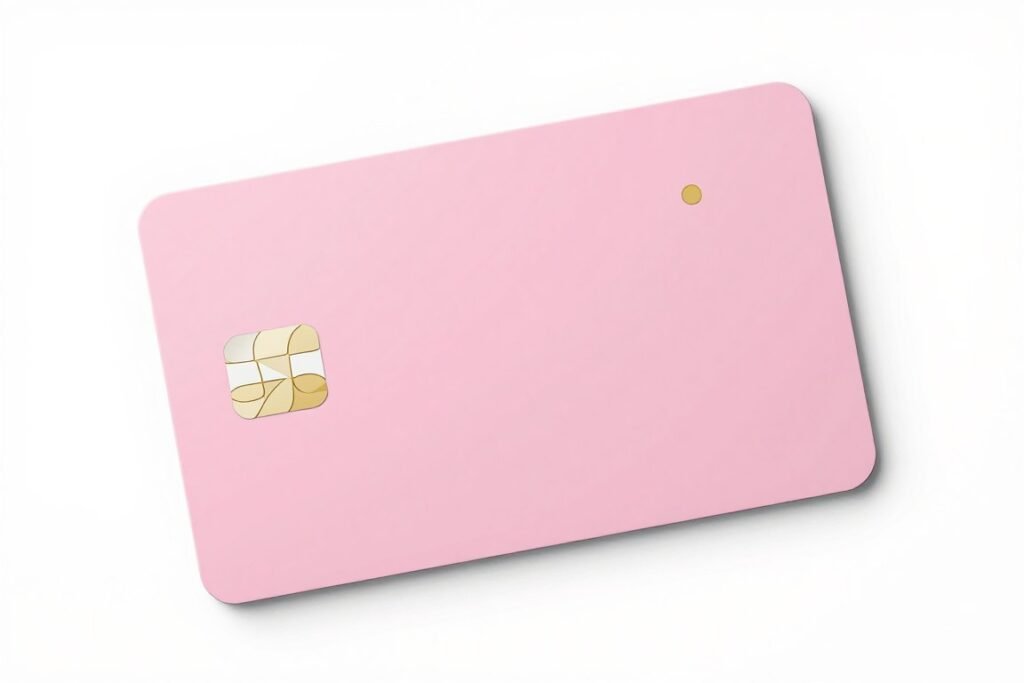 Pink cashapp card with minimal white and gold sticker design