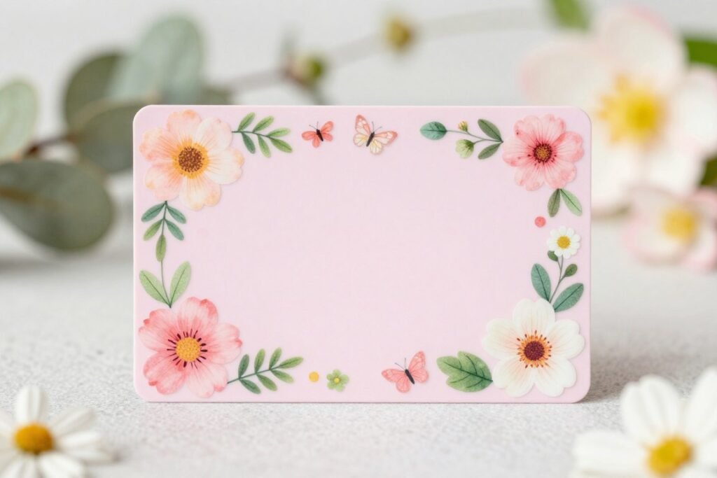 Pink cashapp card with spring floral theme