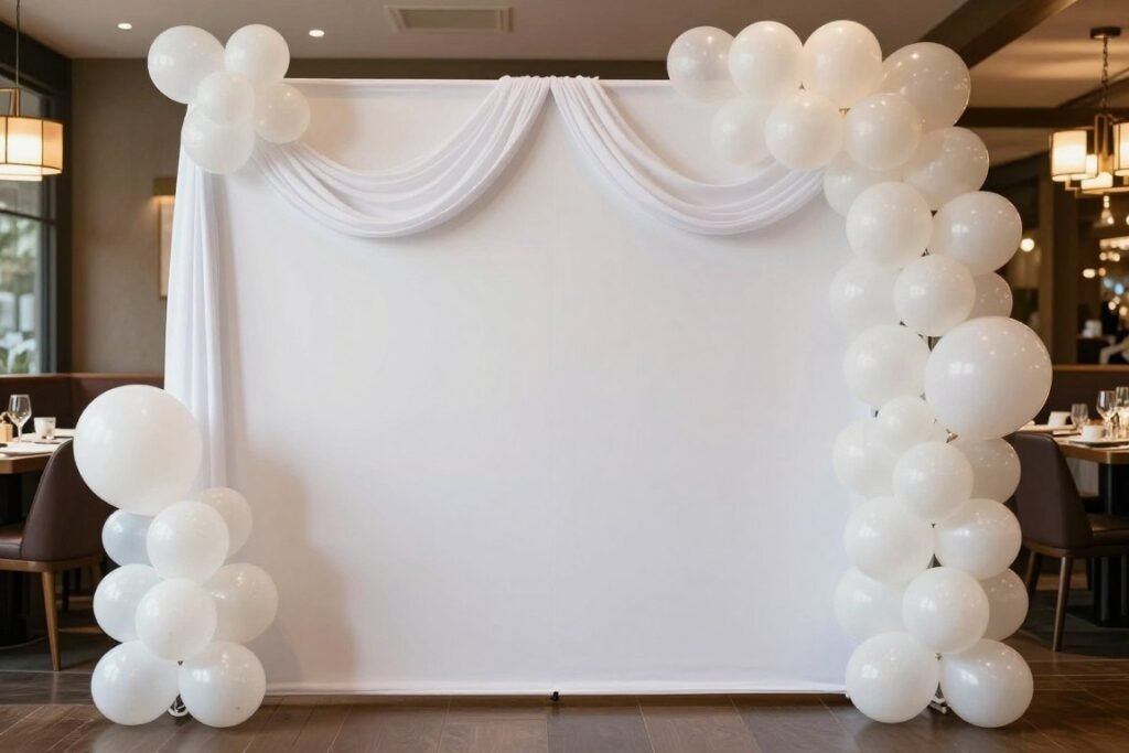 Portable backdrop decoration for restaurant bridal shower
