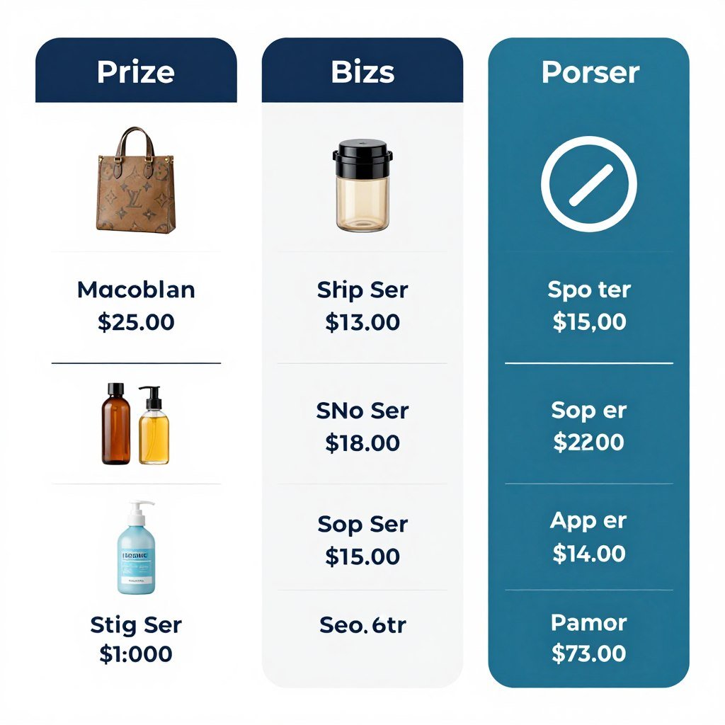 Prize value comparison chart Prize value comparison chart