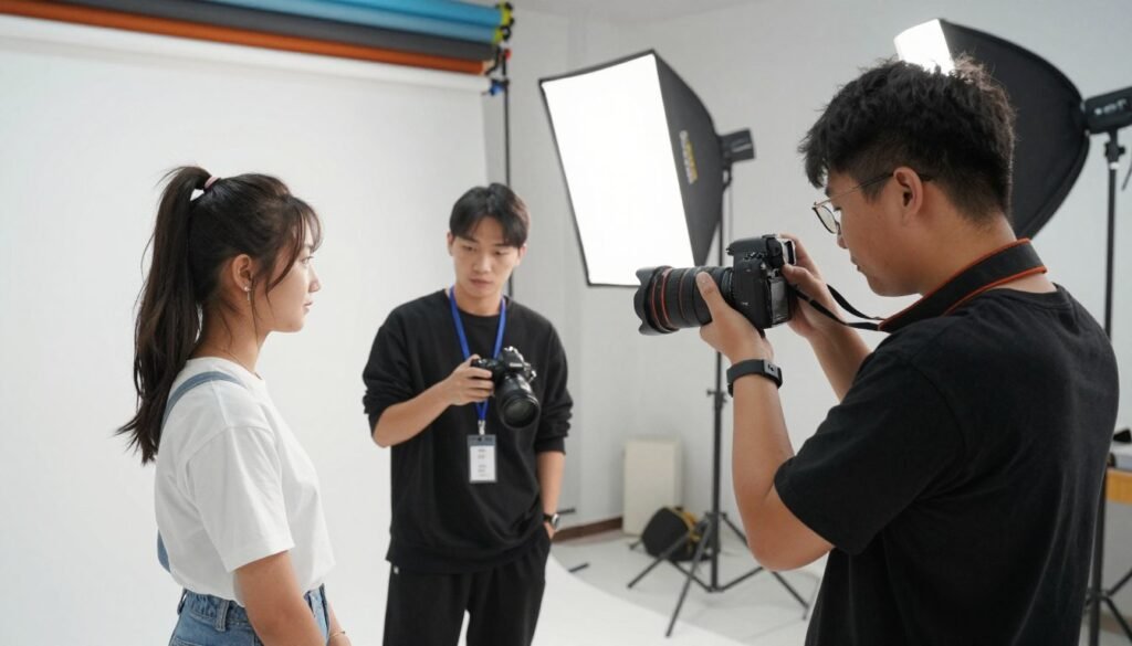 Professional photographer working on sweet 16 birthday photoshoot