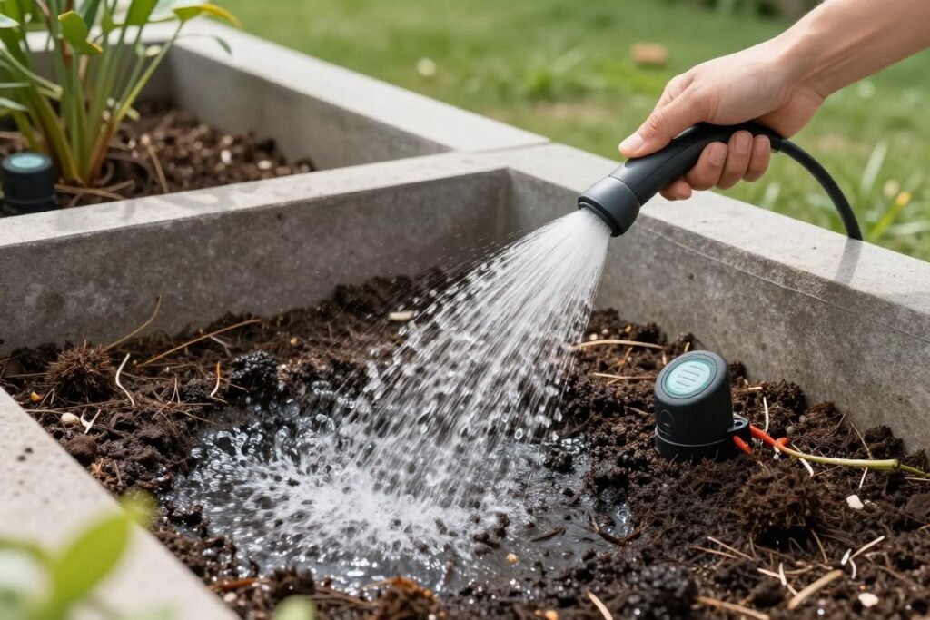 Proper watering techniques for large outdoor planters