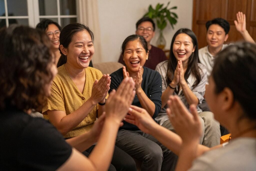 Proposal with family and friends celebrating Proposal with family and friends celebrating