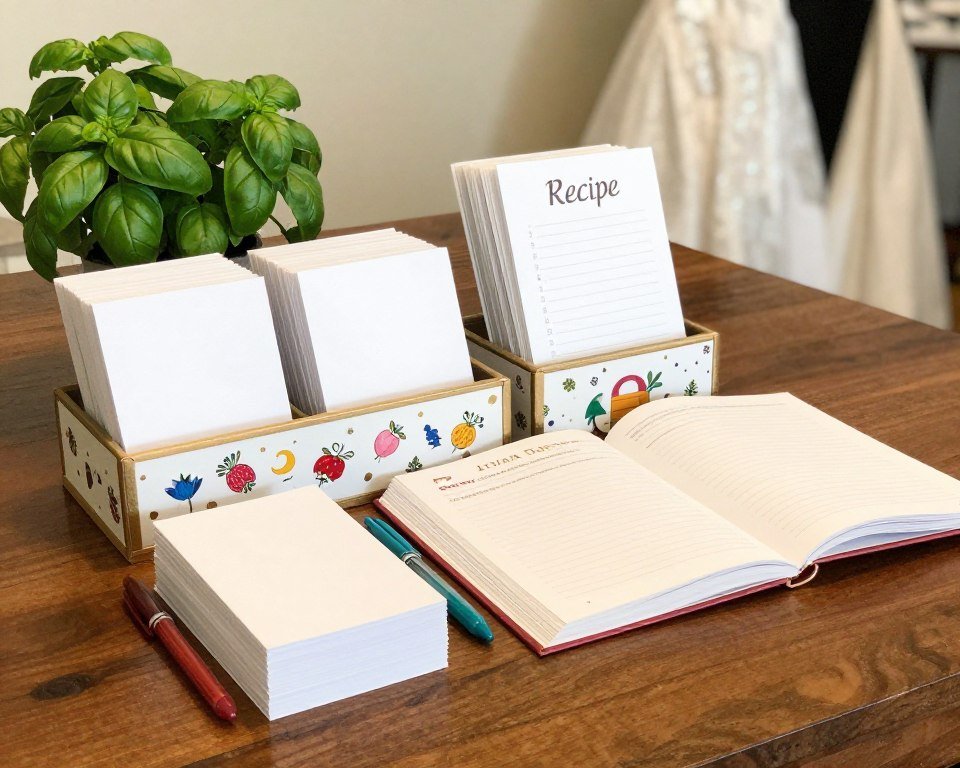 Recipe card station setup for Italian bridal shower