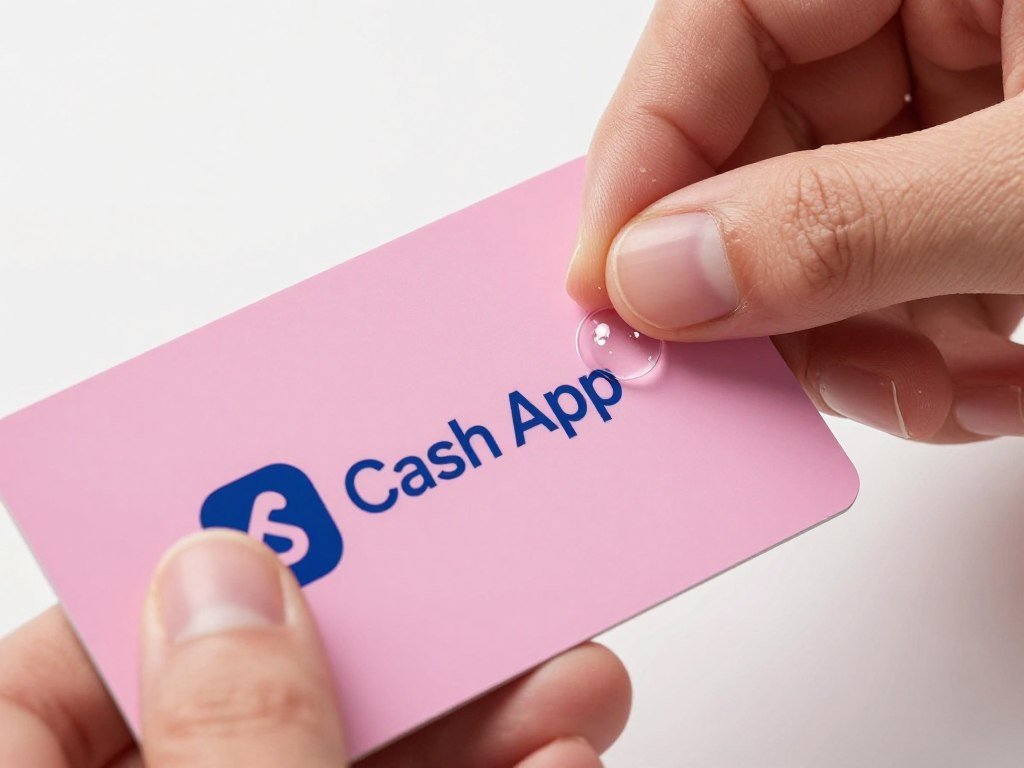 Removing air bubbles from pink cashapp card sticker