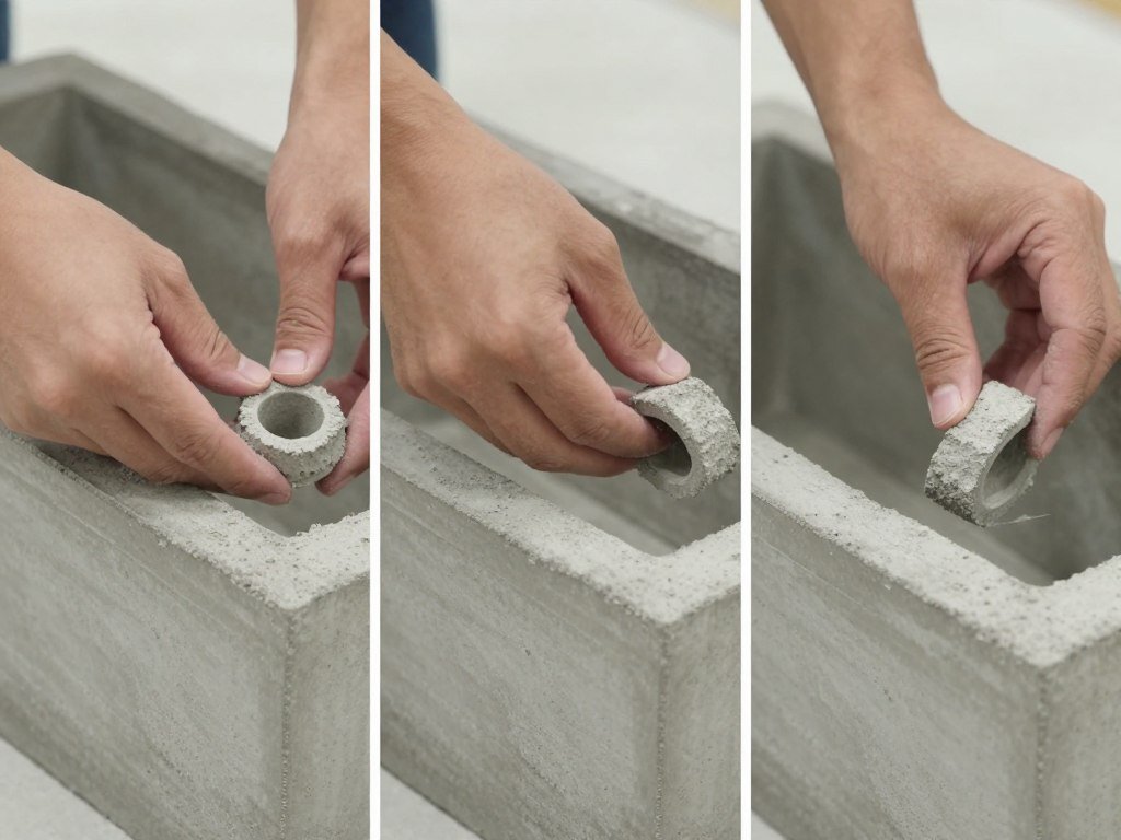 Removing molds from a cured concrete planter