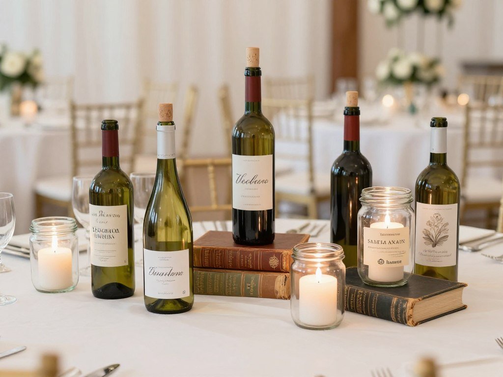 Repurposed items used as wedding reception decorations