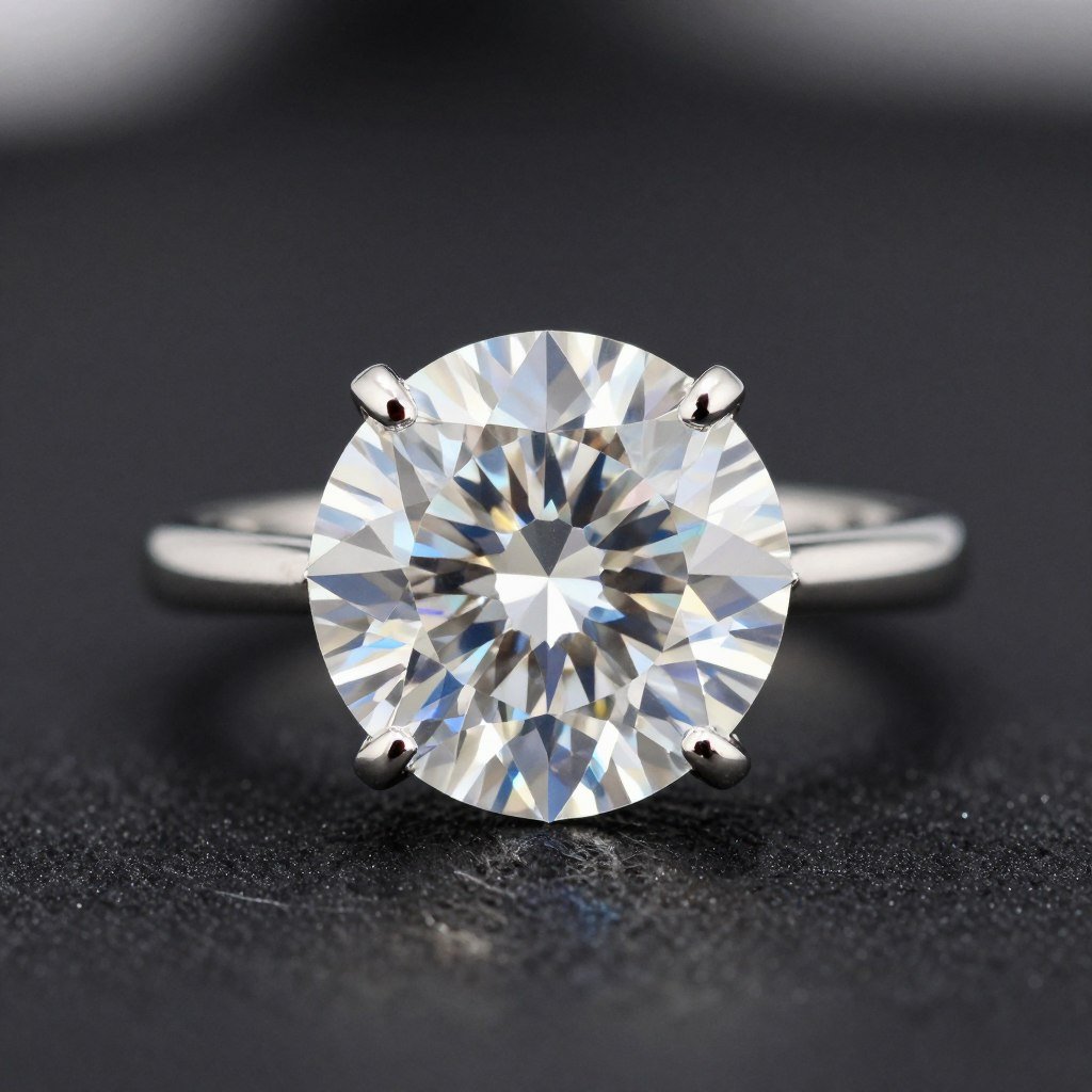 Round brilliant diamond engagement ring showing maximum sparkle Round brilliant diamond engagement ring showing maximum sparkle