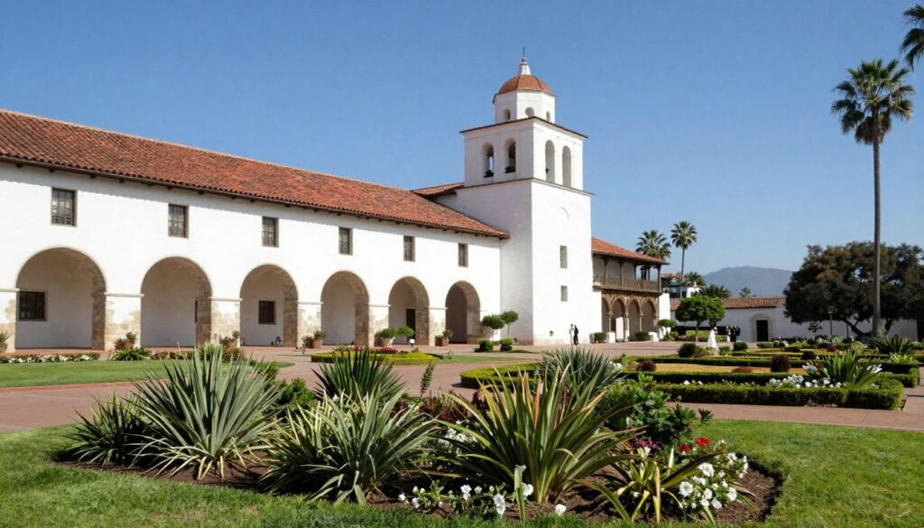 Santa Barbara courthouse wedding photography with Spanish colonial architecture