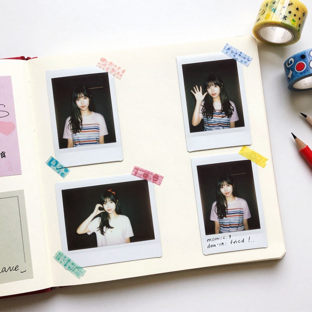 Scrapbook page with decorated polaroid pictures Scrapbook page with decorated polaroid pictures