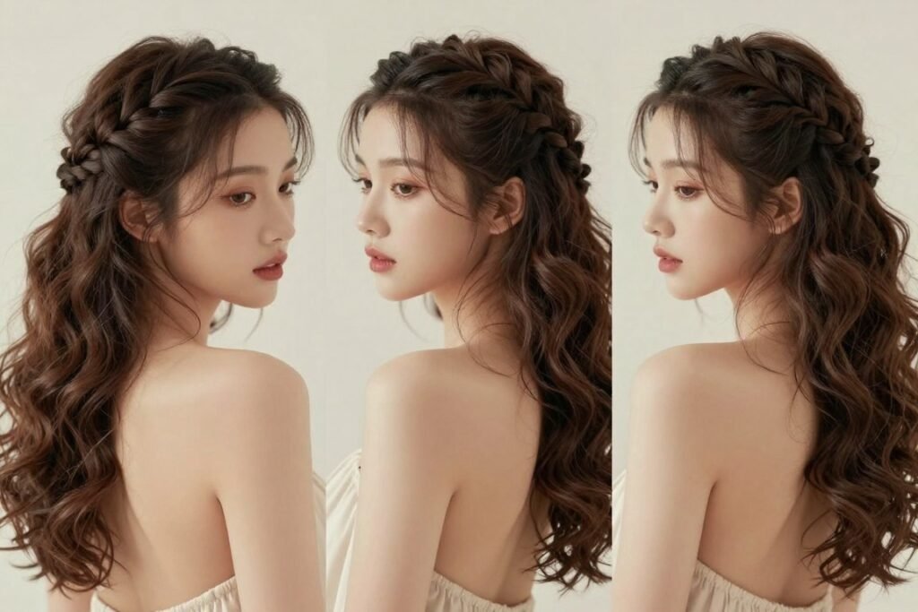 Side braid with loose curls birthday hairstyle