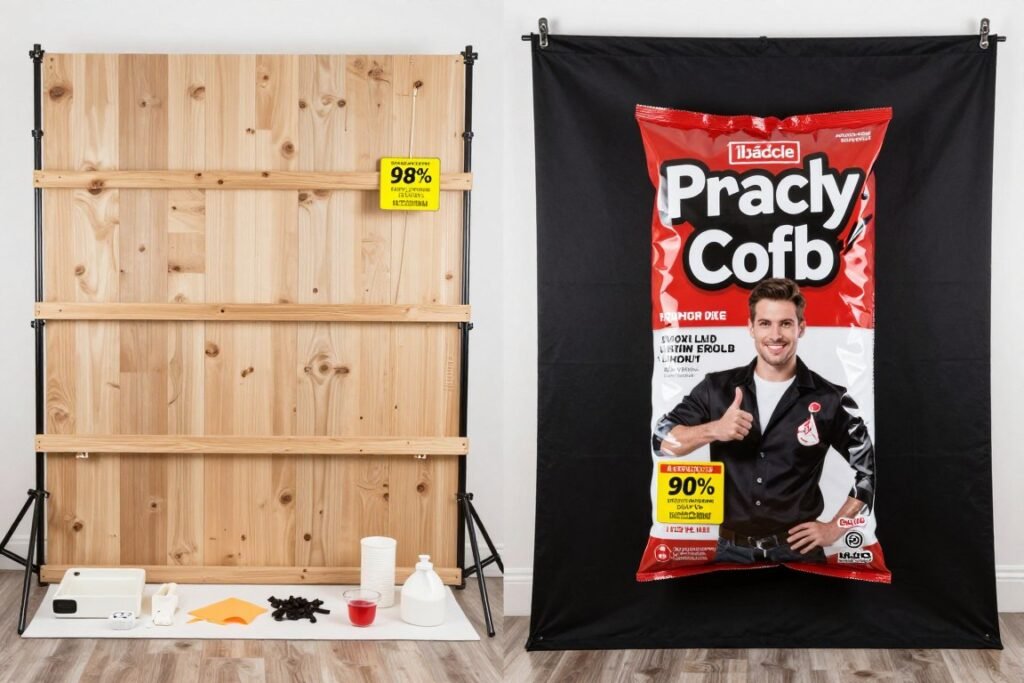 Side-by-side comparison of DIY and ready-made backdrop options Side-by-side comparison of DIY and ready-made backdrop options