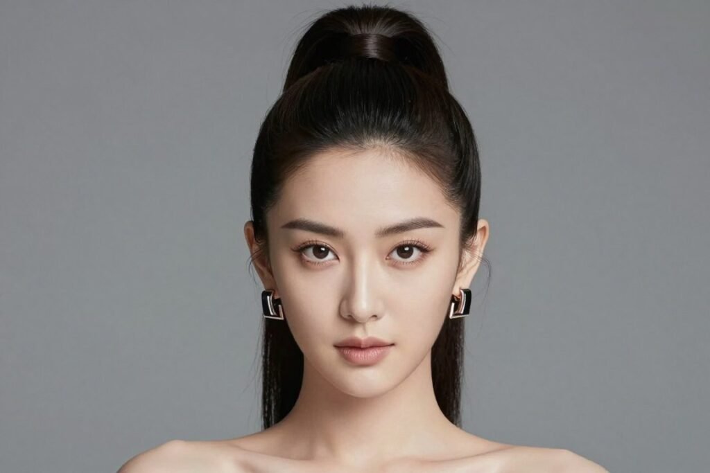 Sleek high ponytail hairstyle