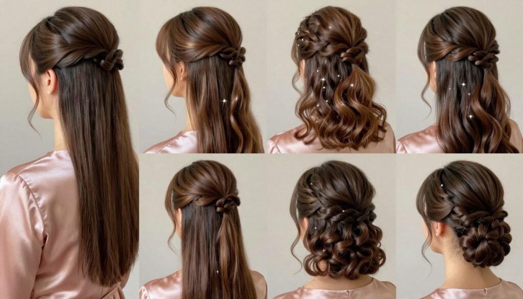 Sleek straight bridesmaid hairstyles showing polished finish Sleek straight bridesmaid hairstyles showing polished finish