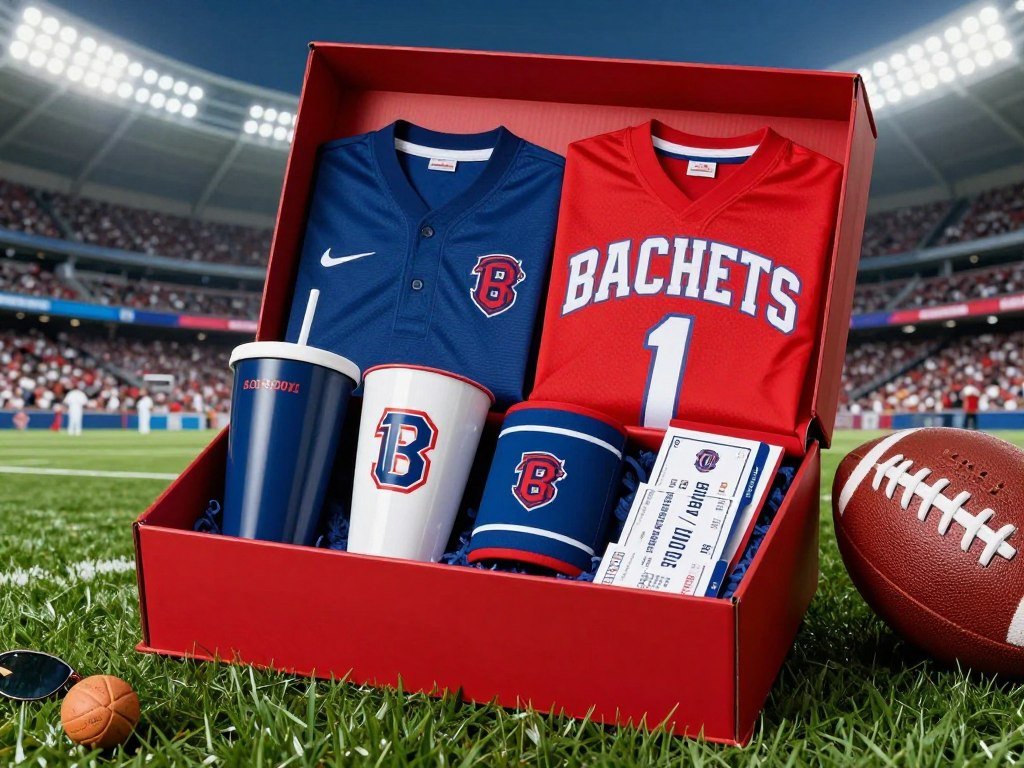 Sports team themed groomsmen proposal box with team colors