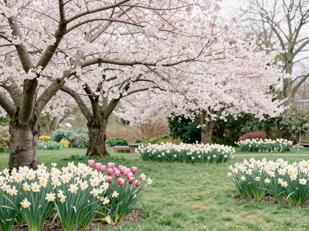 Spring backyard wedding with blooming flowers
