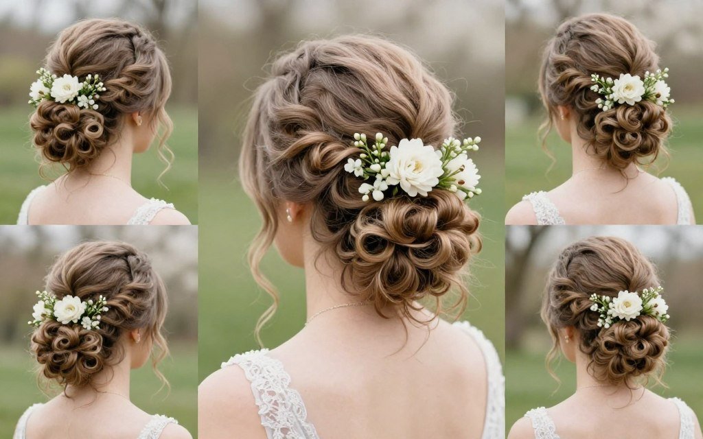 Spring bridesmaid hairstyle with fresh romantic styling Spring bridesmaid hairstyle with fresh romantic styling