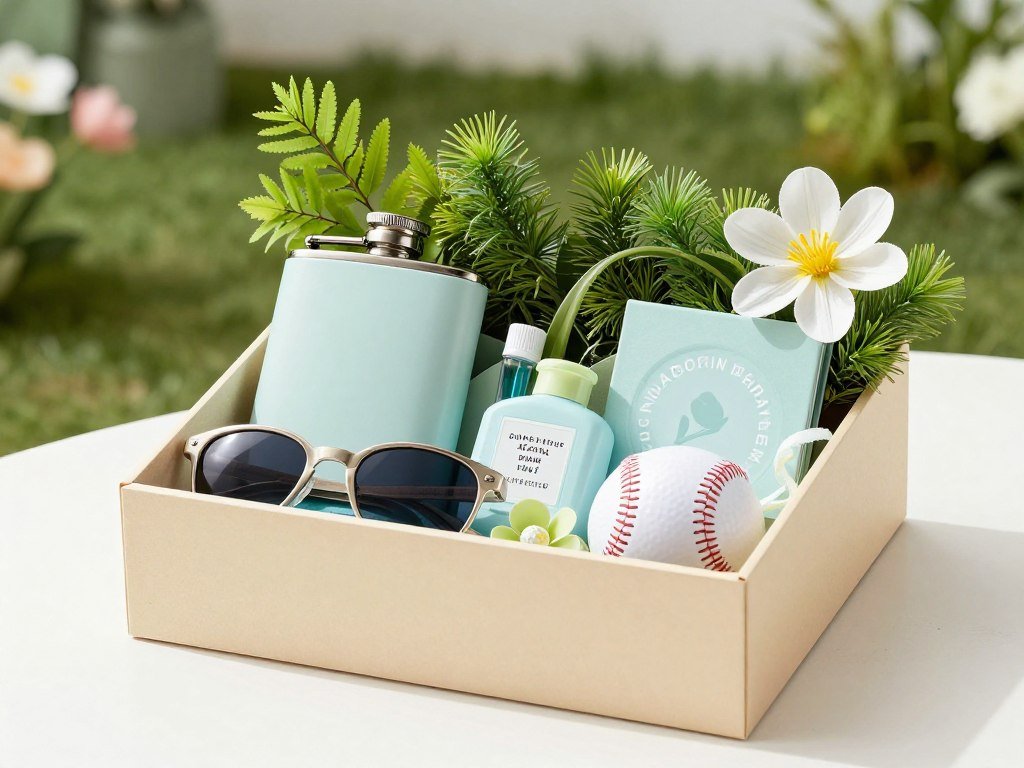 Spring-themed groomsmen proposal box with outdoor and fresh elements