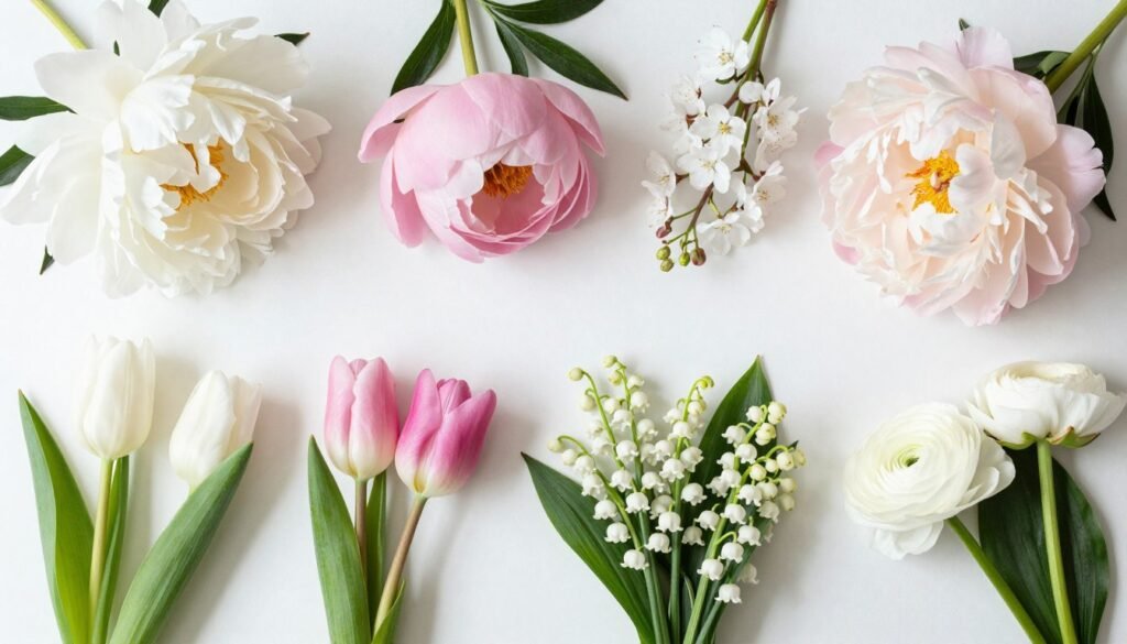 Spring wedding flowers including tulips and peonies