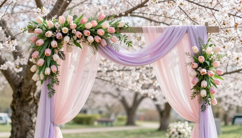 Spring wedding with pastel flowers and light airy decorations