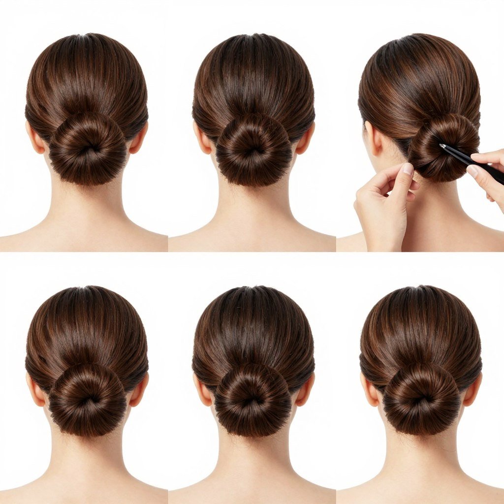 Step by step low bun hairstyle tutorial
