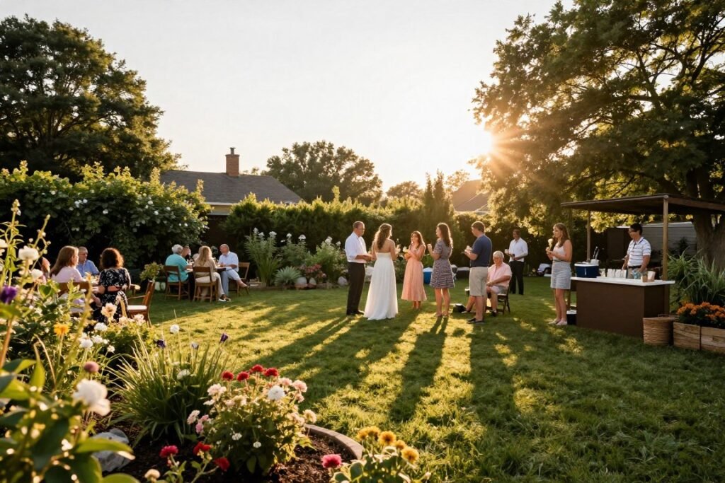 Summer evening backyard wedding