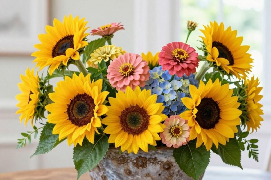 Summer seasonal flowers for bridal shower decorations