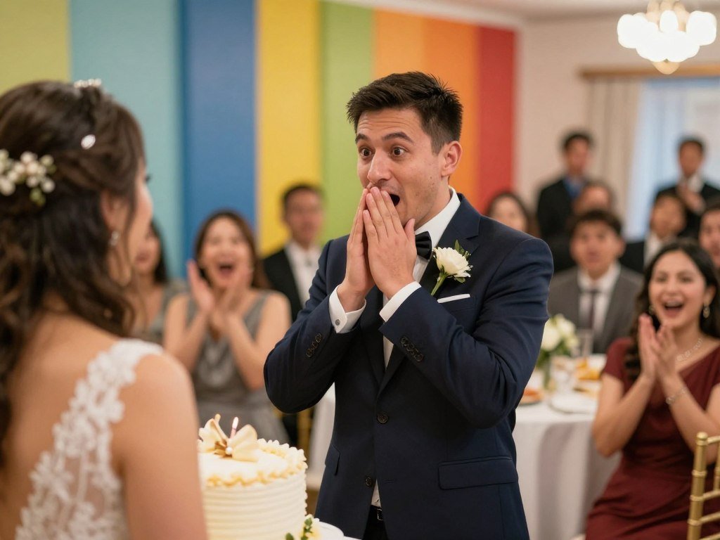 Surprise reveal grooms cake moment