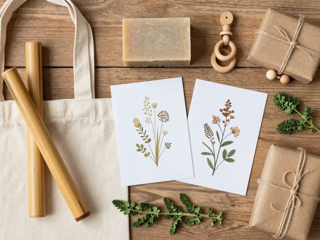 Sustainable bridesmaid proposal with eco-friendly gifts, reusable items, and natural packaging materials