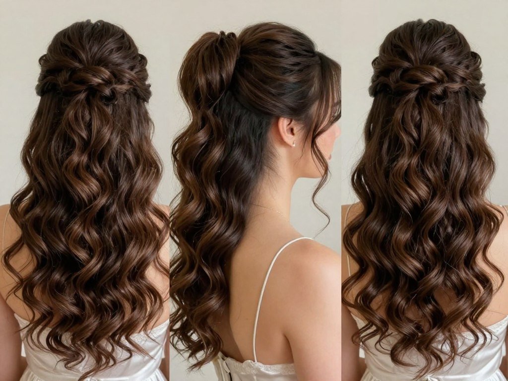 Textured high ponytail bridesmaid hairstyle with waves and volume Textured high ponytail bridesmaid hairstyle with waves and volume