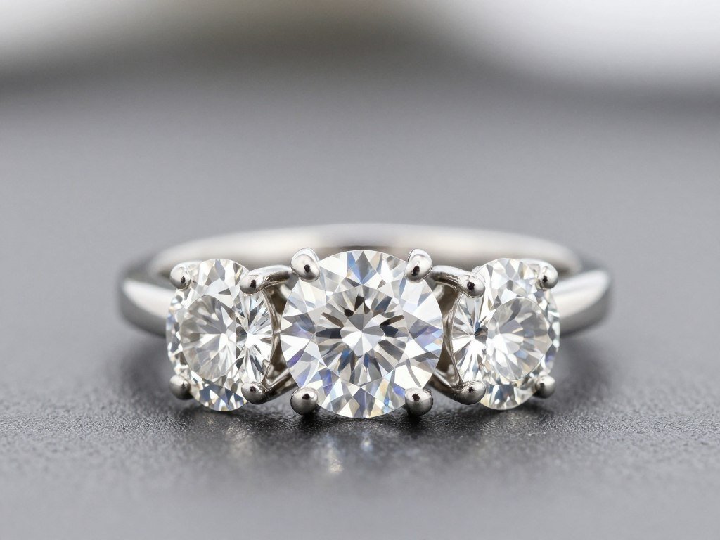 Three-stone engagement ring showing past present future symbolism Three-stone engagement ring showing past present future symbolism