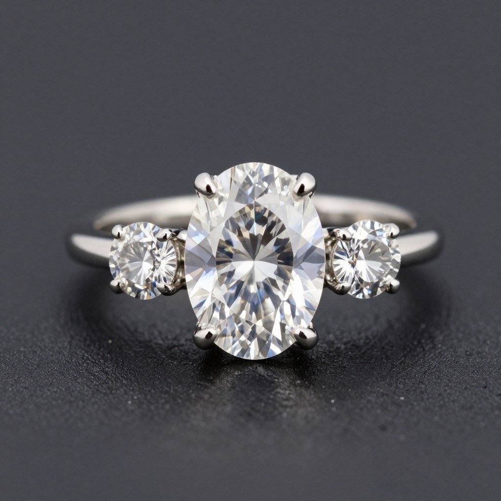 Three-stone ring with different diamond shapes creating unique design Three-stone ring with different diamond shapes creating unique design