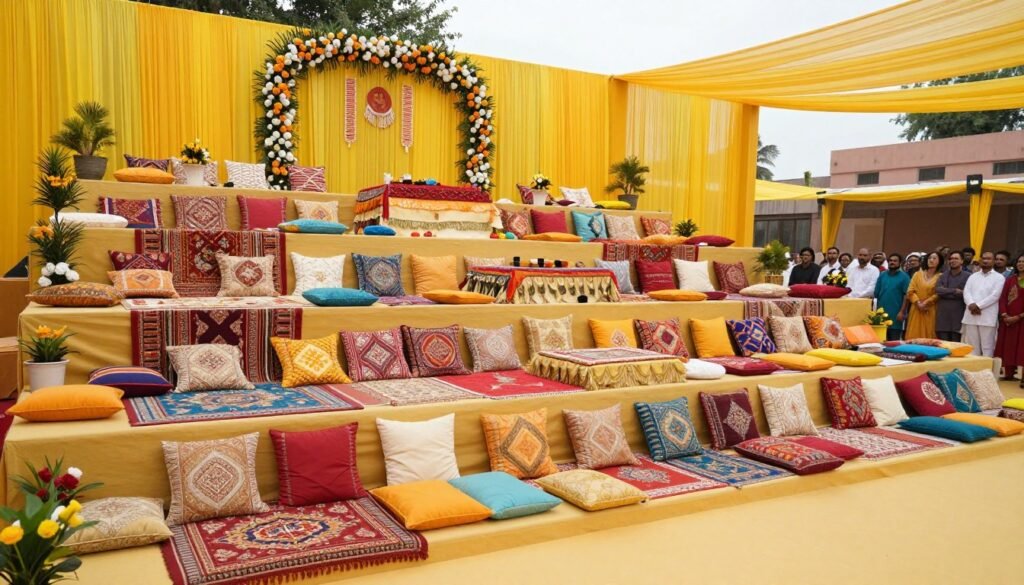 Tiered seating arrangement for larger haldi ceremony