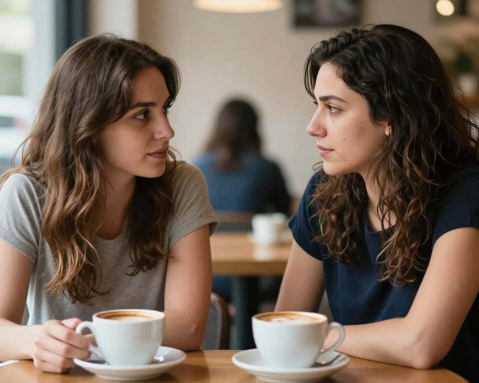 Two friends having serious conversation about wedding