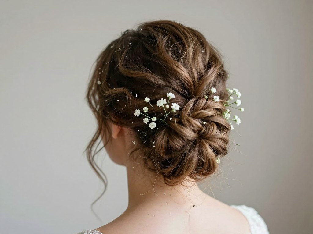 Undone low bun bohemian bridesmaid hairstyle