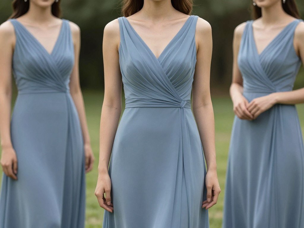 V-neck bridesmaid dress with flattering neckline detail