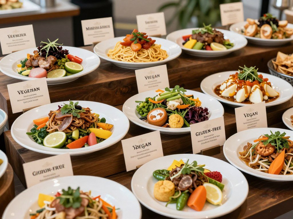 Variety of wedding menu dishes accommodating dietary needs
