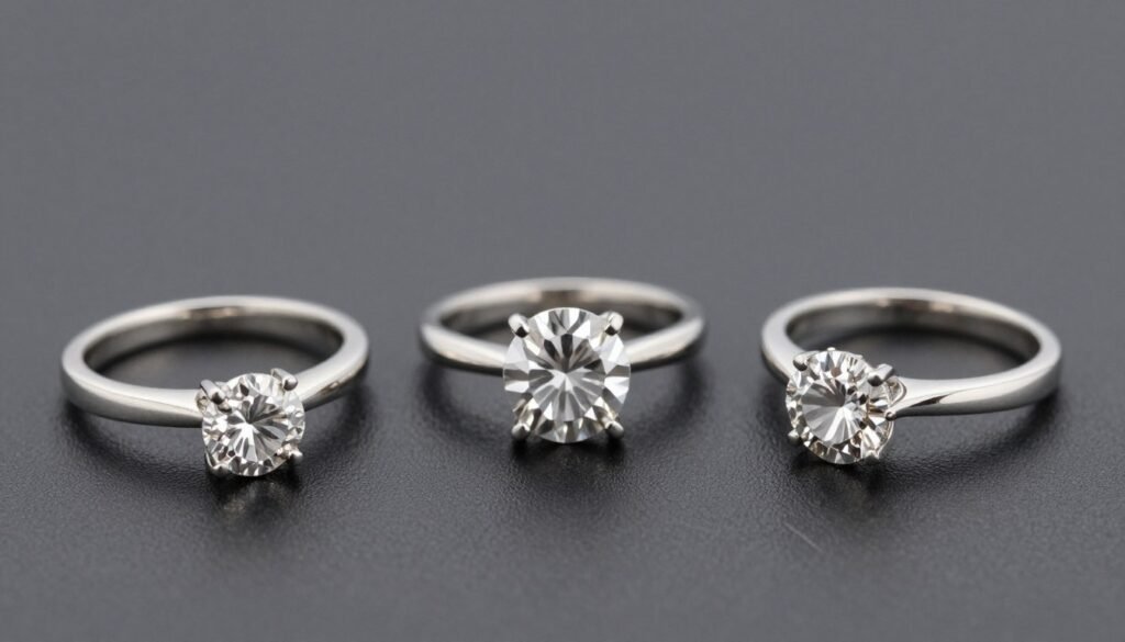 Various engagement ring settings showing different mounting styles Various engagement ring settings showing different mounting styles