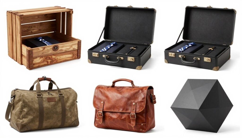Various groomsmen proposal box packaging styles from rustic to modern