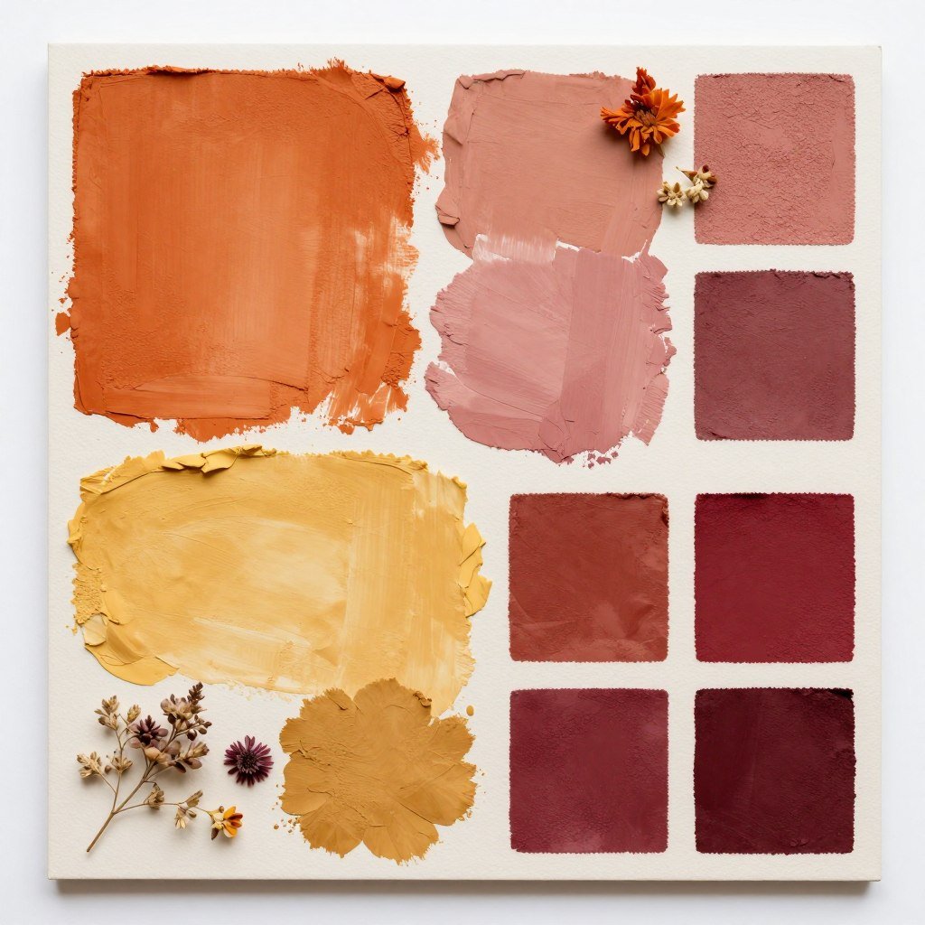 Vibrant sunset-inspired boho color palette with orange, pink, and gold tones