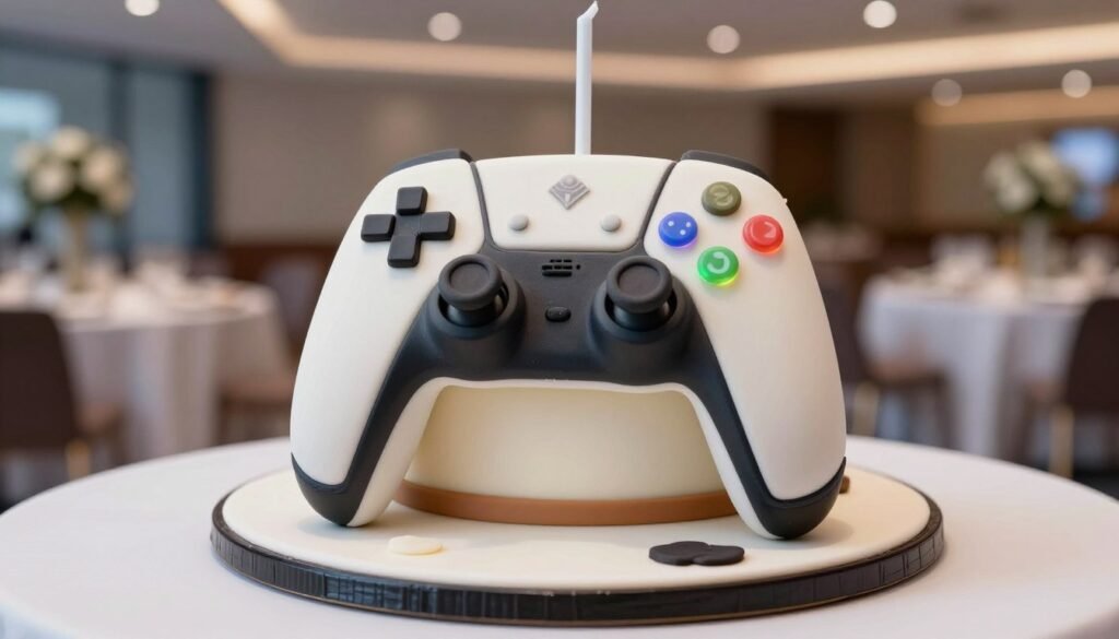 Video game controller grooms cake design