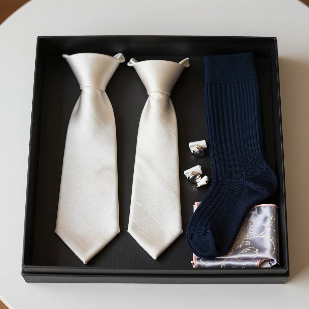 Wedding accessories groomsmen gift box with tie and cufflinks
